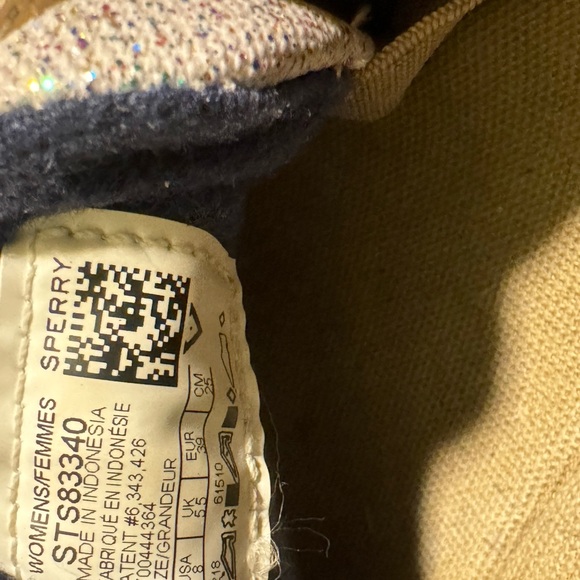 Sperry Top Sider Beige Silver Sparkle Suede Boat Shoes STS83340 SZ 8 - Picture 5 of 7